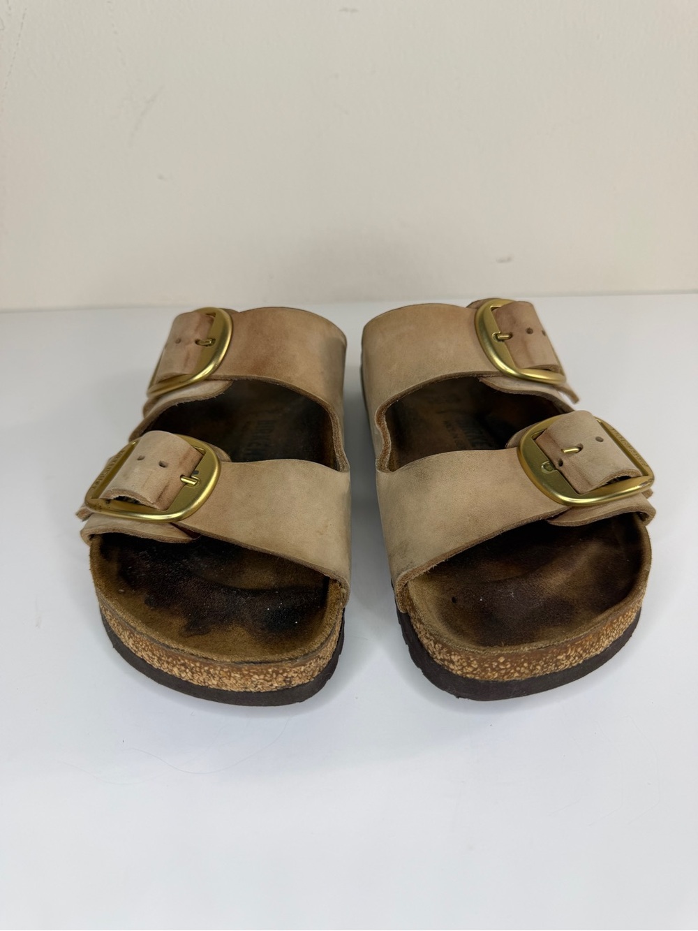 Birkenstock Sandals Slides Women Size 38 US 7 Double Strap Tan Buckle Germany - Picture 9 of 16